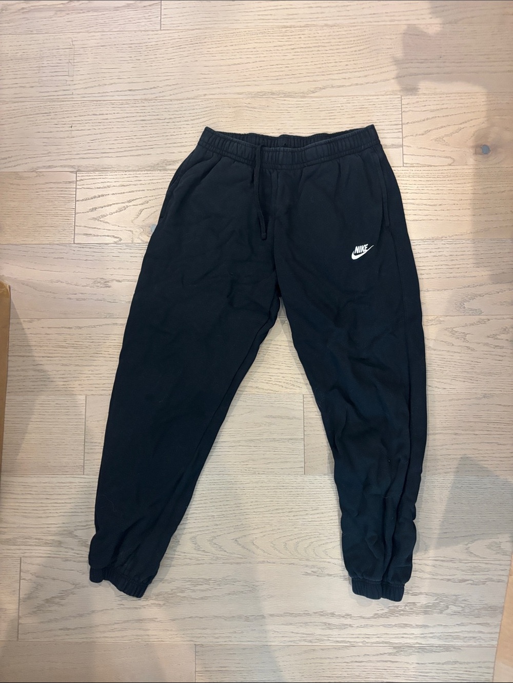 Nike Black Kids Jogger Sweatpants with White Swoosh